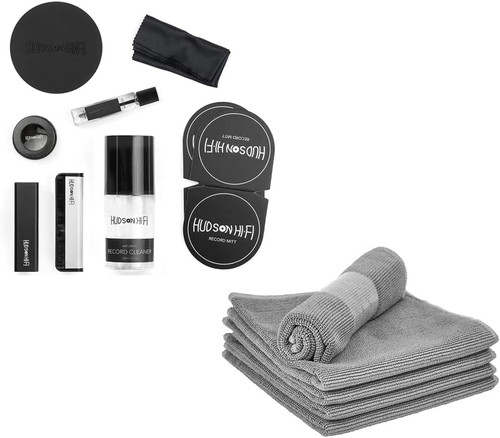 Vinyl record cleaning kit with - record,